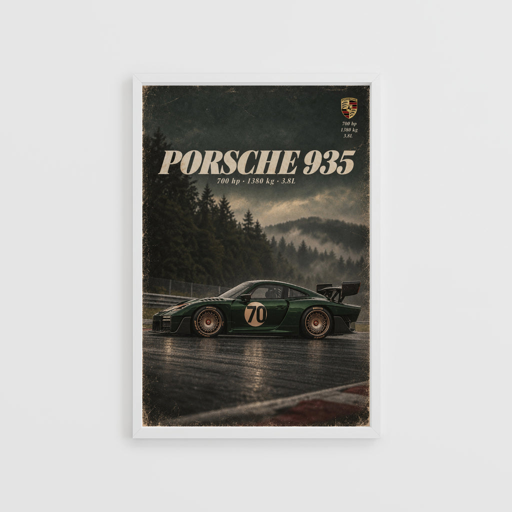 Vintage Porsche 935 Print, Racing Car Wall Art