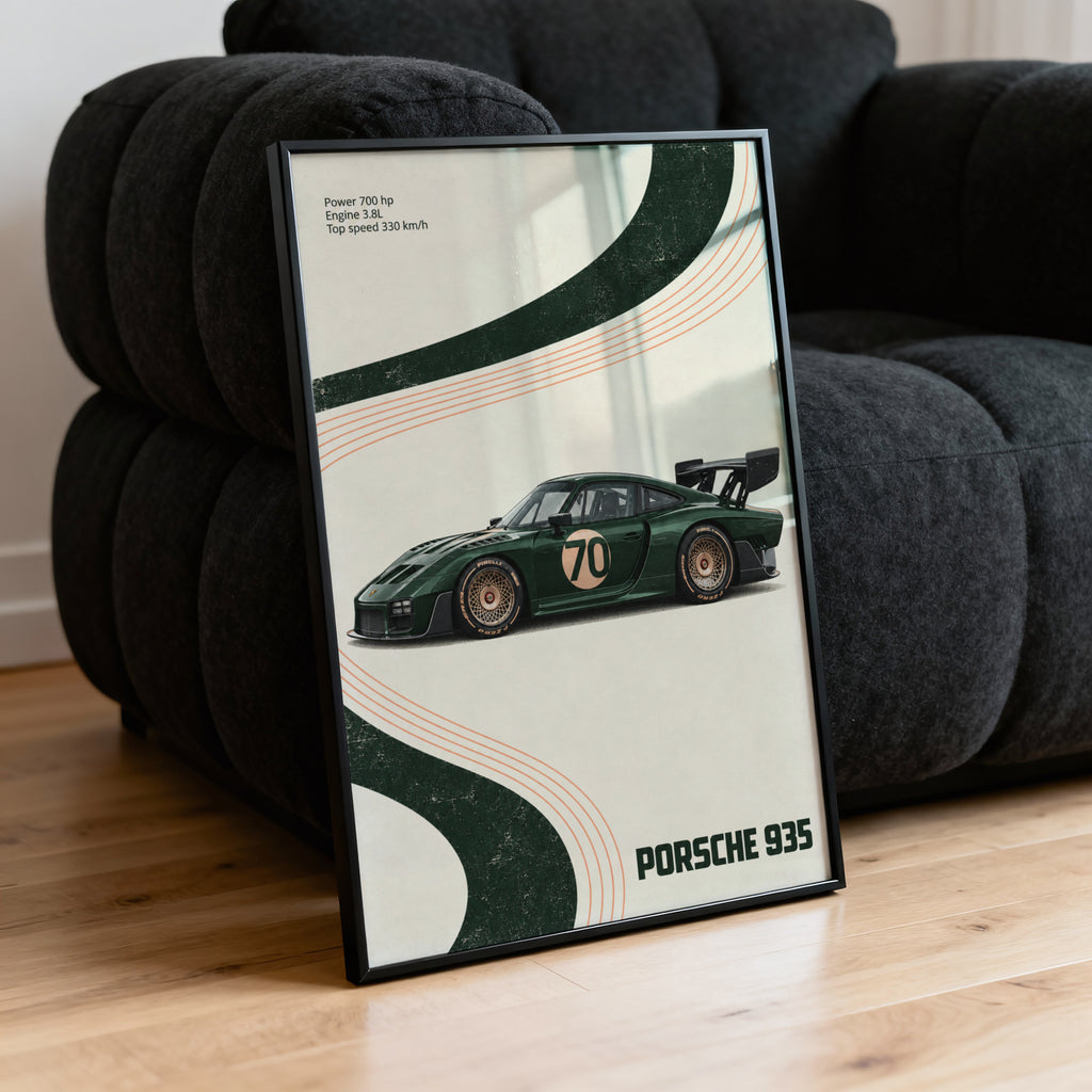 Vintage Porsche 935 Print, Racing Car Wall Art