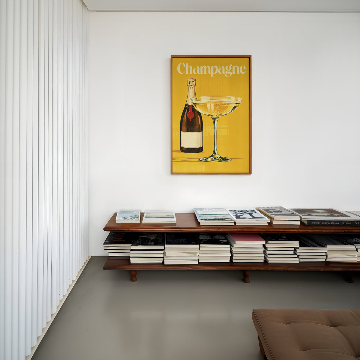 Vintage Champagne Print Poster, Retro Bar Wall Art