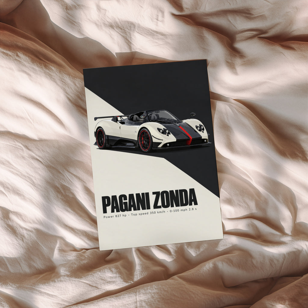 Vintage Pagani Zonda Print, Supercar Wall Art