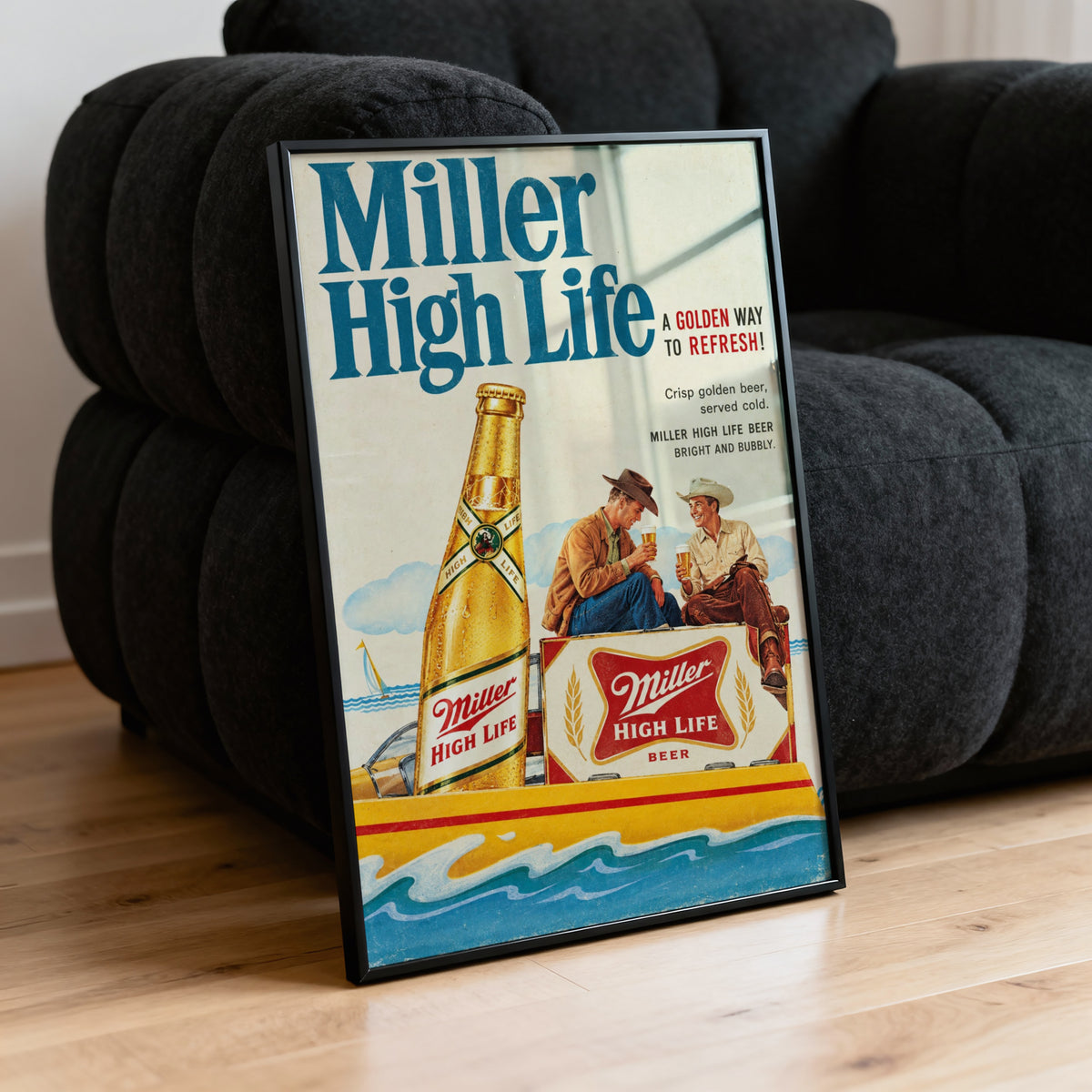 Vintage Miller High Life Beer Print and Poster, Bar Art