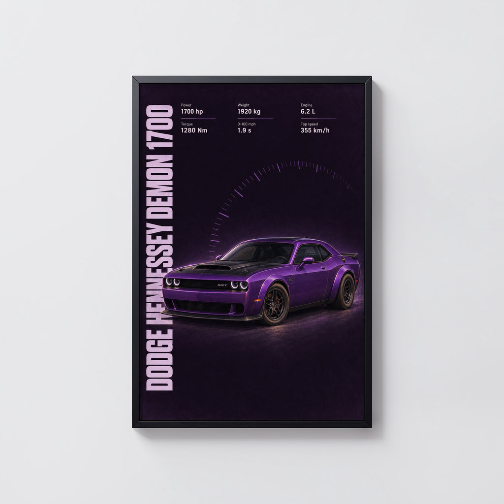 Vintage Dodge Demon Print, Purple Muscle Car Art