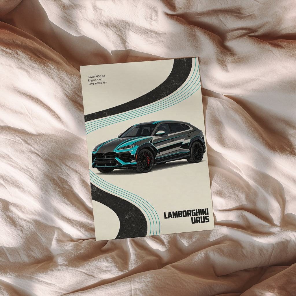 Vintage Lamborghini Urus Print, Car Wall Art