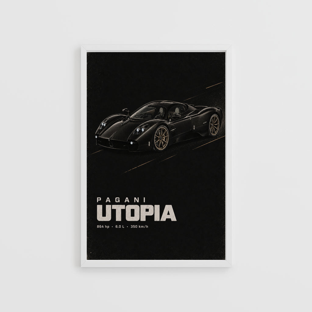 Vintage Pagani Utopia Print, Supercar Wall Art
