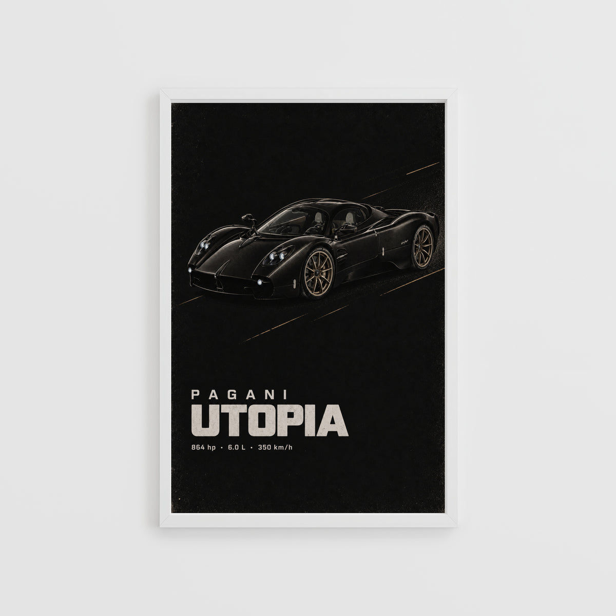 Vintage Pagani Utopia Print, Supercar Wall Art