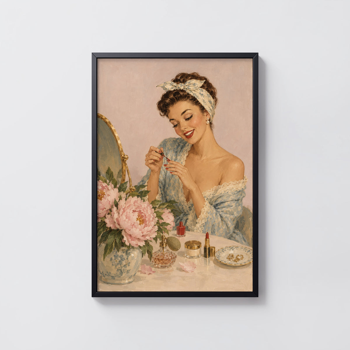 Vintage Bathroom Print Poster, Retro Pin Up Wall Art