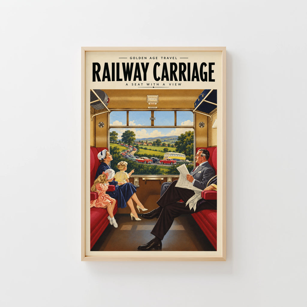 Vintage Railway Carriage Print Poster, Train Wall Art