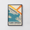 Vintage San Diego Airport Poster, Aerial Map Print