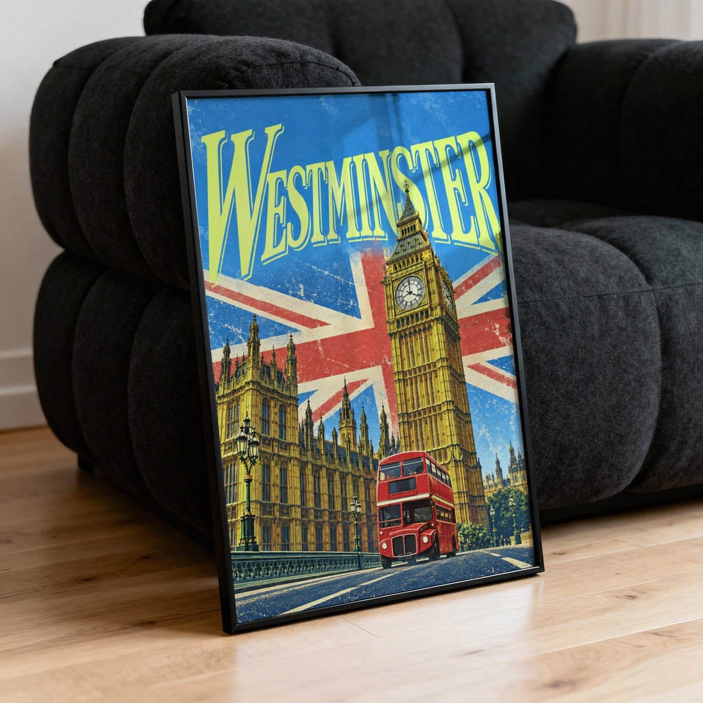 Vintage Westminster London Poster, Big Ben Wall Art Print