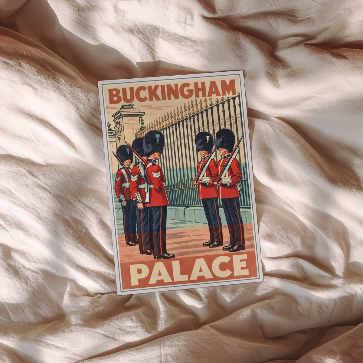 Vintage Buckingham Palace Poster, London Guards Print