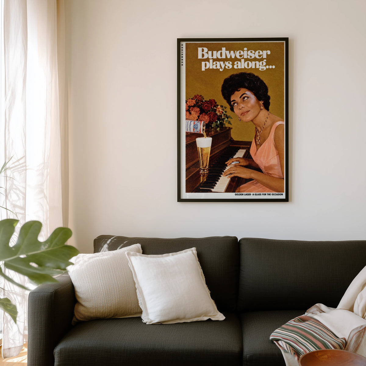 Vintage Piano Beer Poster, Retro Bar Wall Art Print