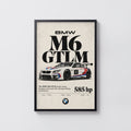 Vintage BMW M6 GTLM Print, Racing Car Wall Art