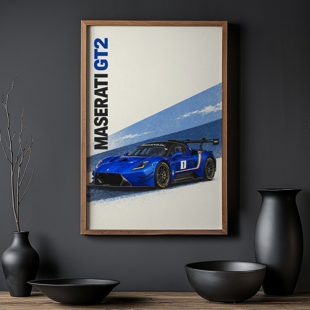 Vintage Maserati GT2 Print, Racing Car Wall Art