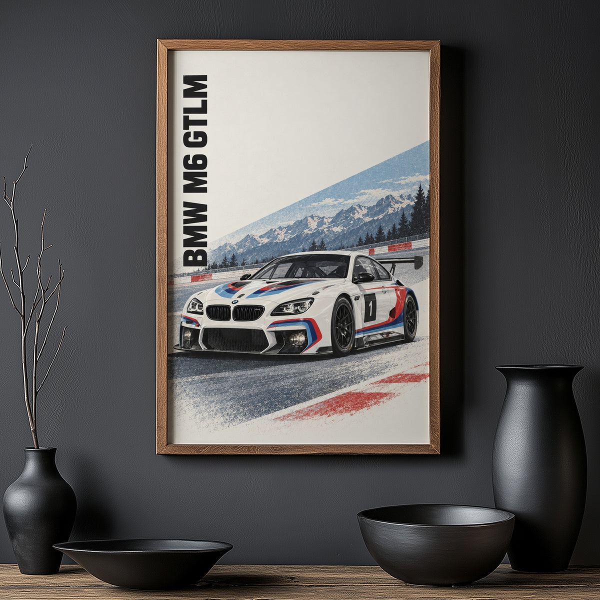 Vintage BMW M6 GTLM Print, Racing Wall Art