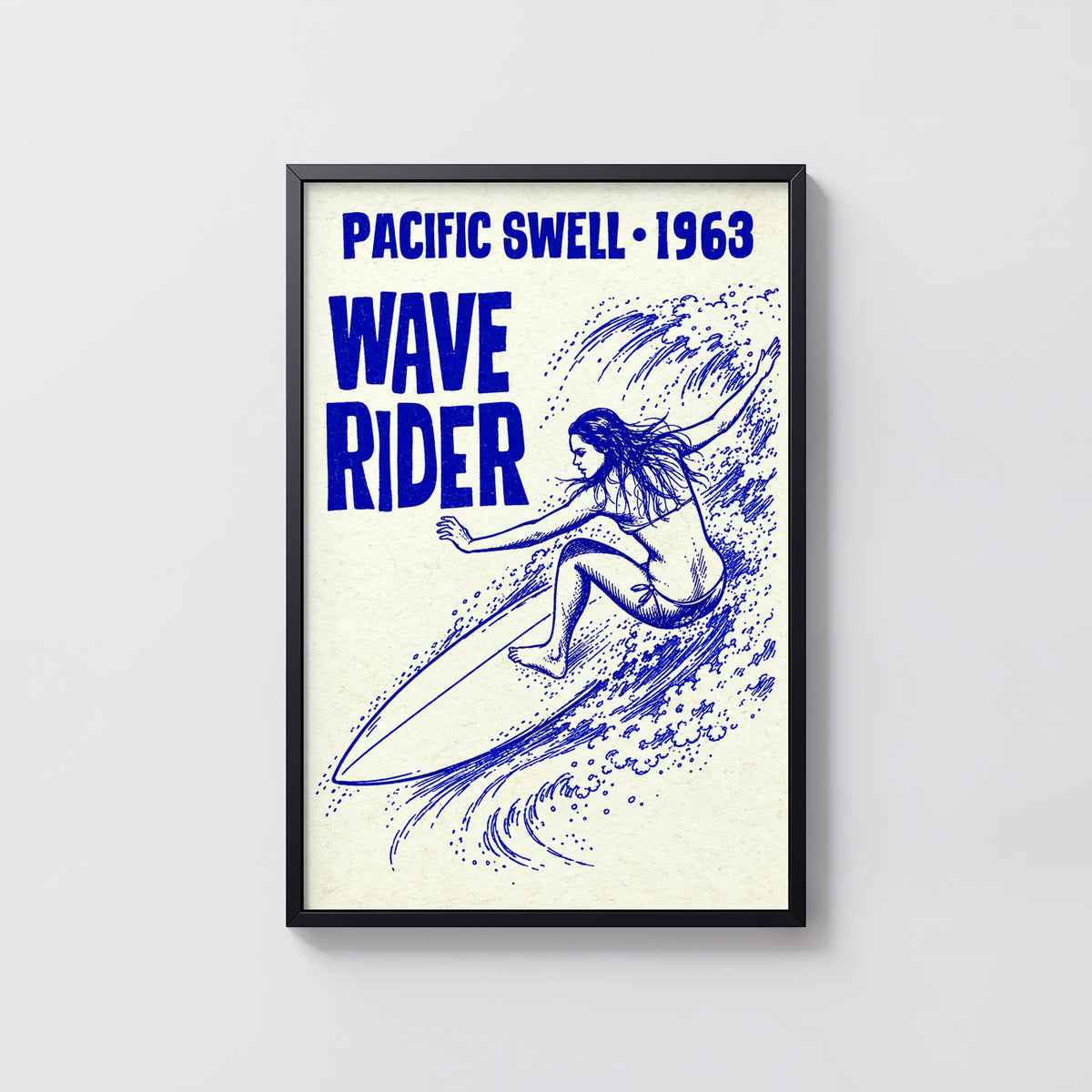 Vintage Surf Print, Wave Rider Surfer Girl Poster