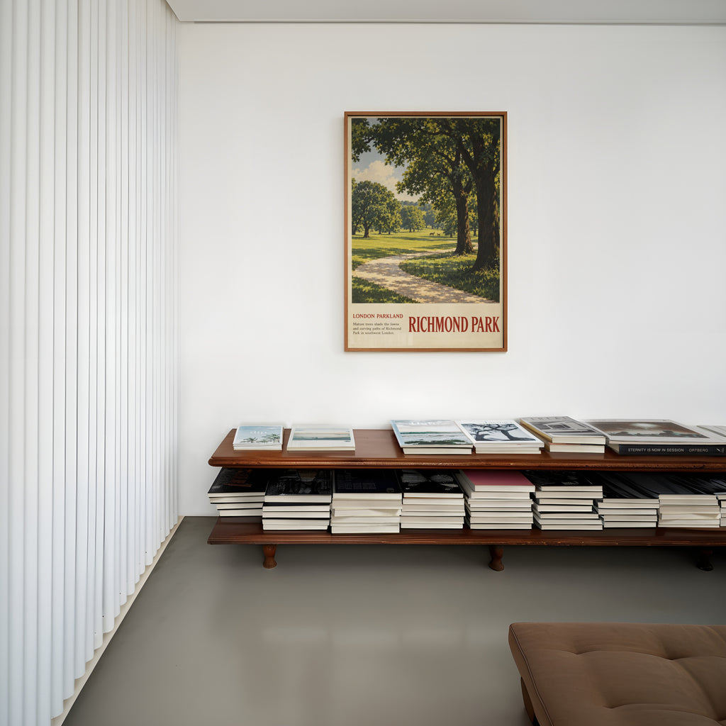 Vintage Richmond Park London Poster, Parkland Print