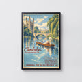 Vintage Cambridge Punting Poster, River Cam Wall Art Print