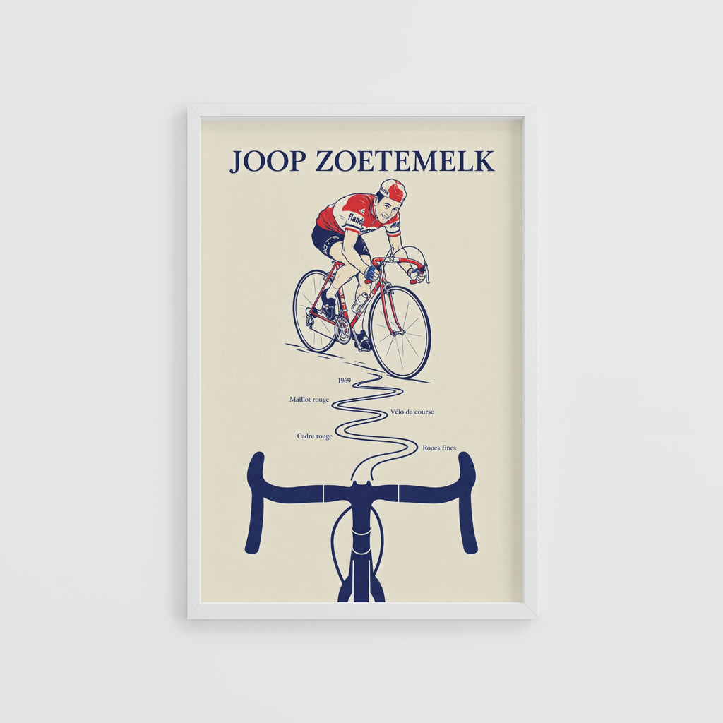 Vintage Joop Zoetemelk Cycling Poster, Retro Wall Art Print