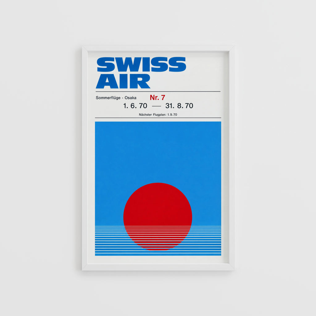Vintage Swiss Air Osaka Poster, Retro Travel Wall Art Print