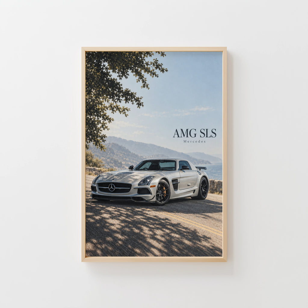 Vintage Mercedes AMG SLS Print, Car Wall Art
