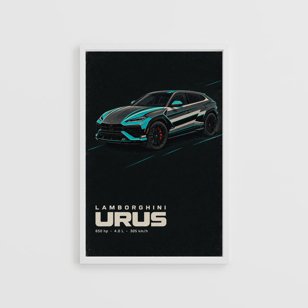 Vintage Lamborghini Urus Print, Supercar Wall Art