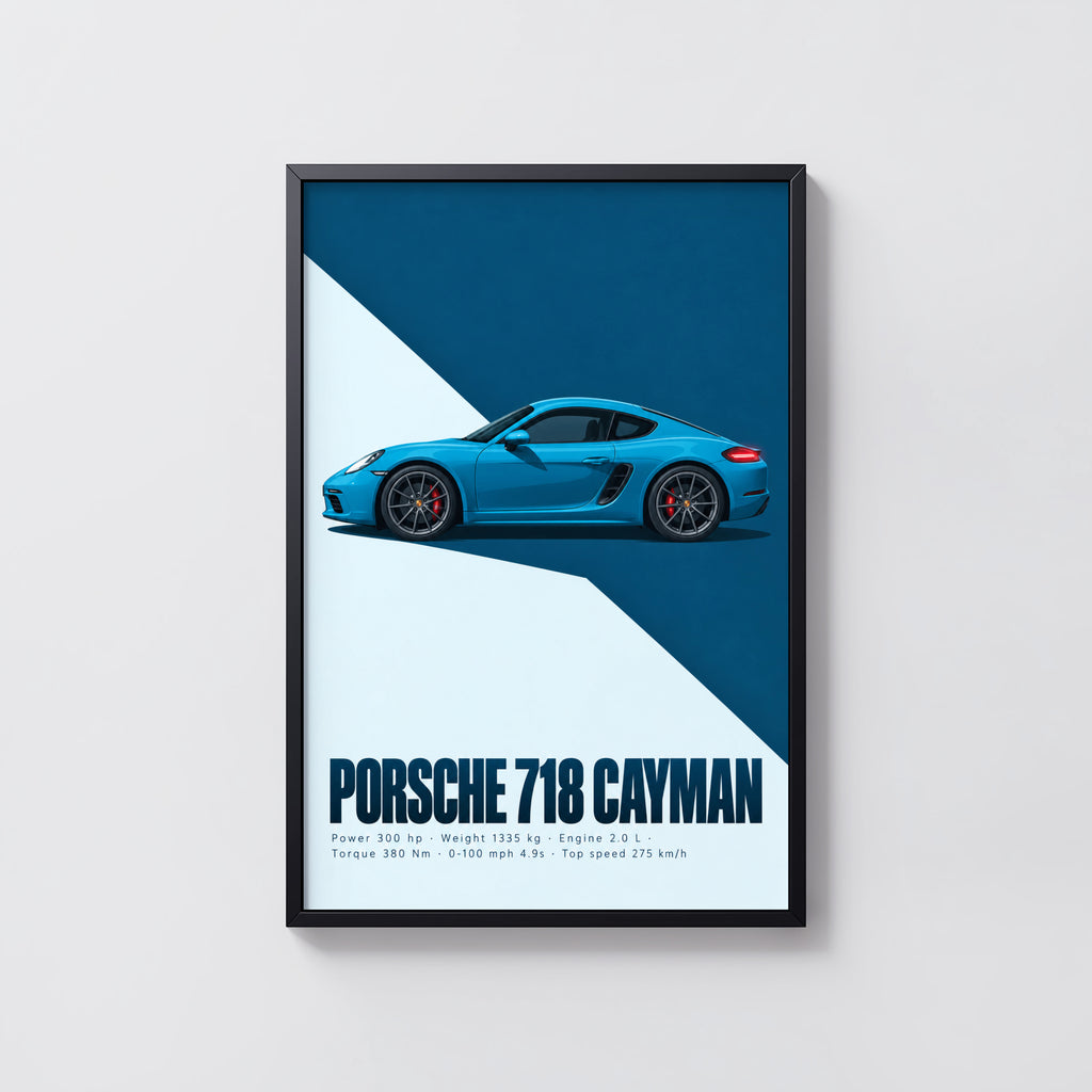 Vintage Porsche 718 Cayman Print, Sports Car Art