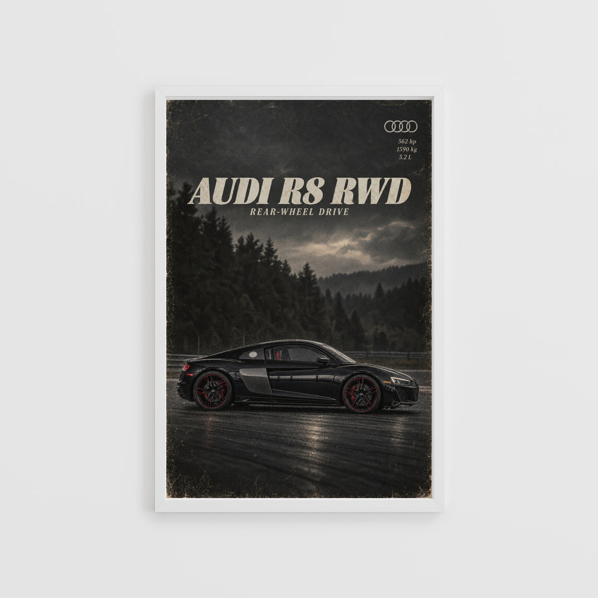 Vintage Audi R8 Print, Supercar Wall Art