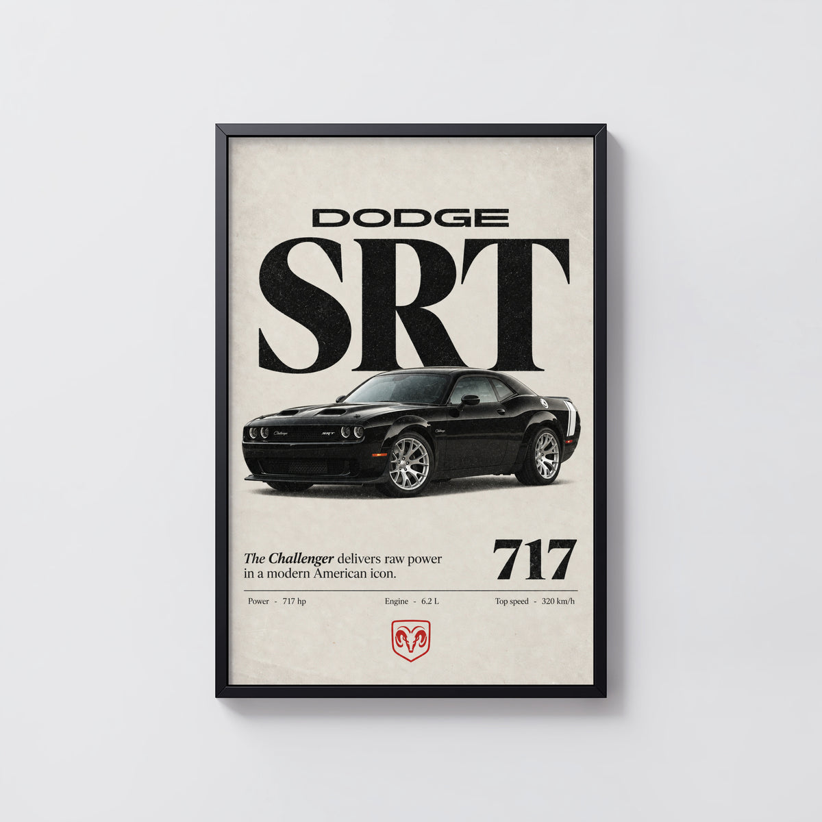 Vintage Dodge Challenger SRT Print, Muscle Car