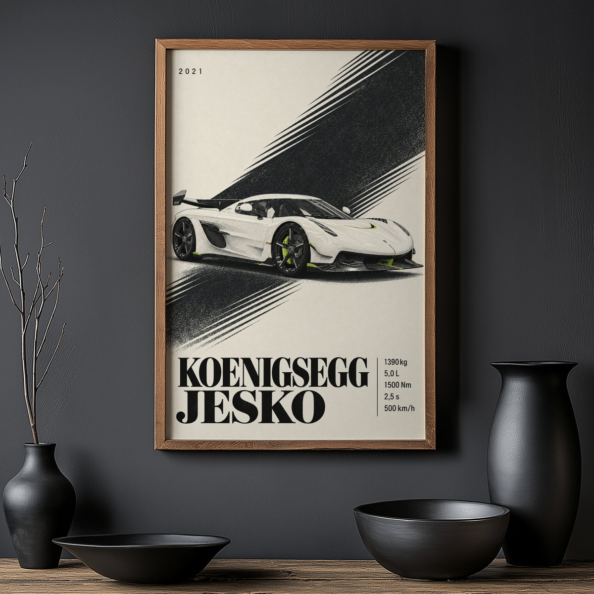 Vintage Koenigsegg Jesko Print, Supercar Wall Art