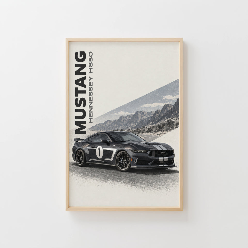 Vintage Mustang Print, Car Poster, Hennessey H850