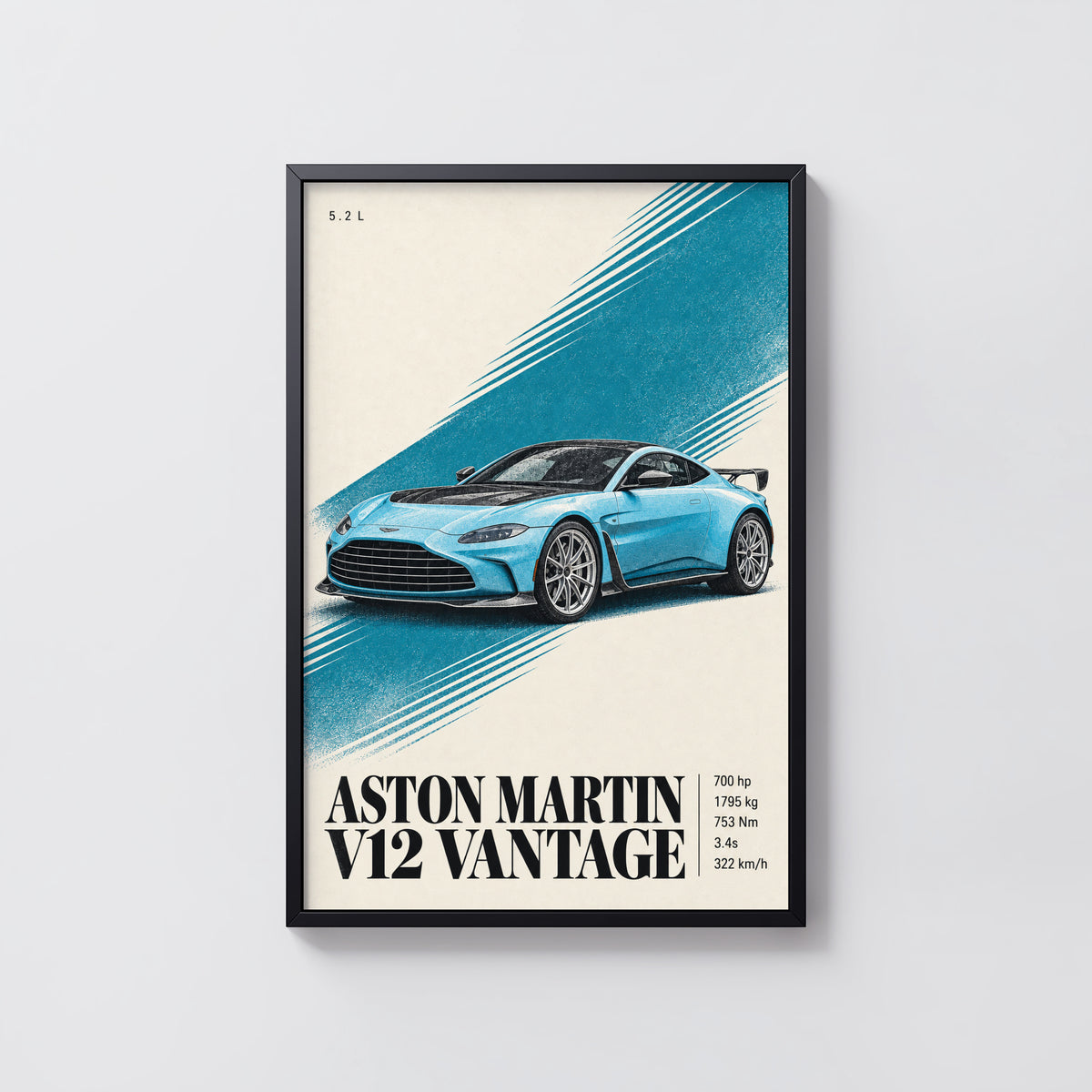 Vintage Aston Martin V12 Vantage Print, Car Art