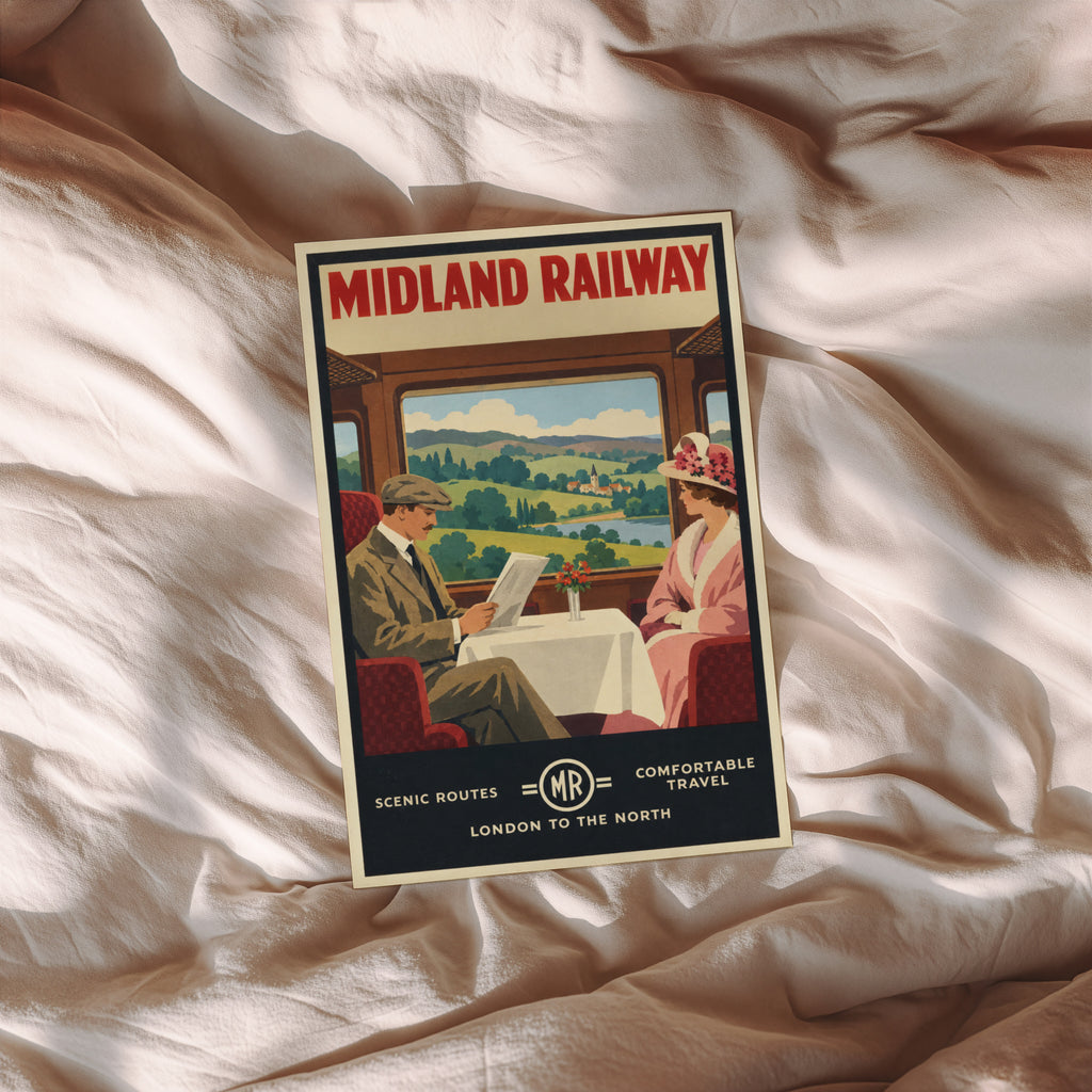Vintage Midland Railway Print Poster, Train Wall Art