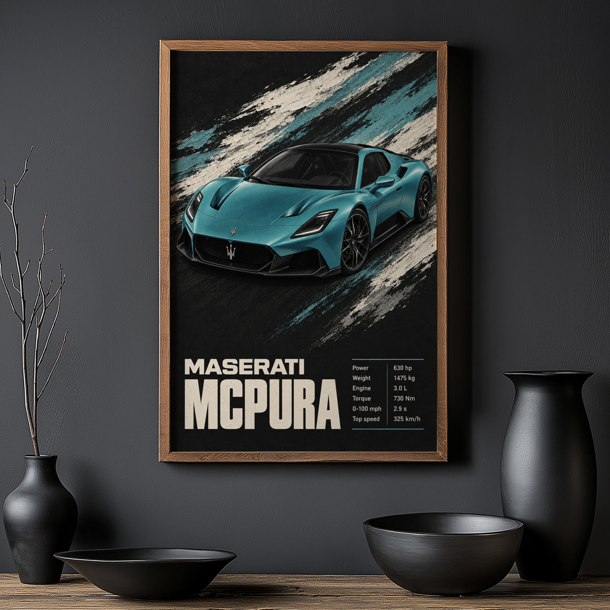 Vintage Maserati MCPura Print, Supercar Wall Art