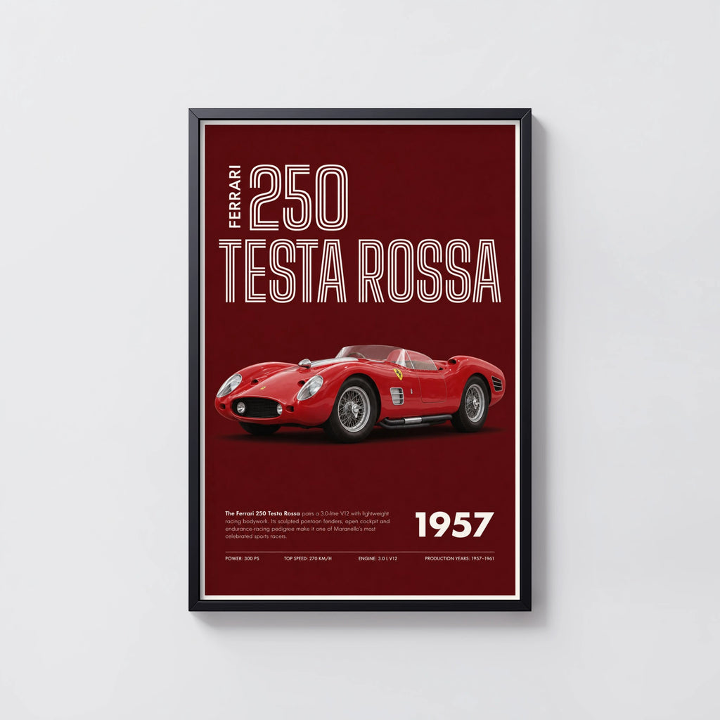 Vintage 1957 Ferrari 250 Testa Rossa Print, Car Poster