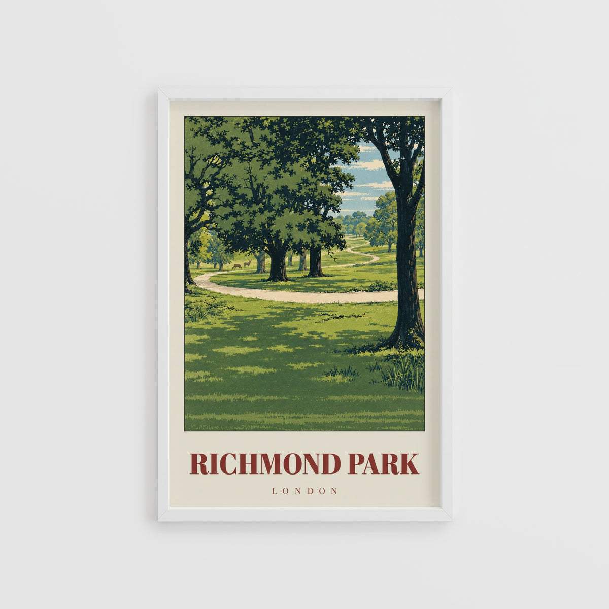 Vintage Richmond Park Poster, London Wall Art Print