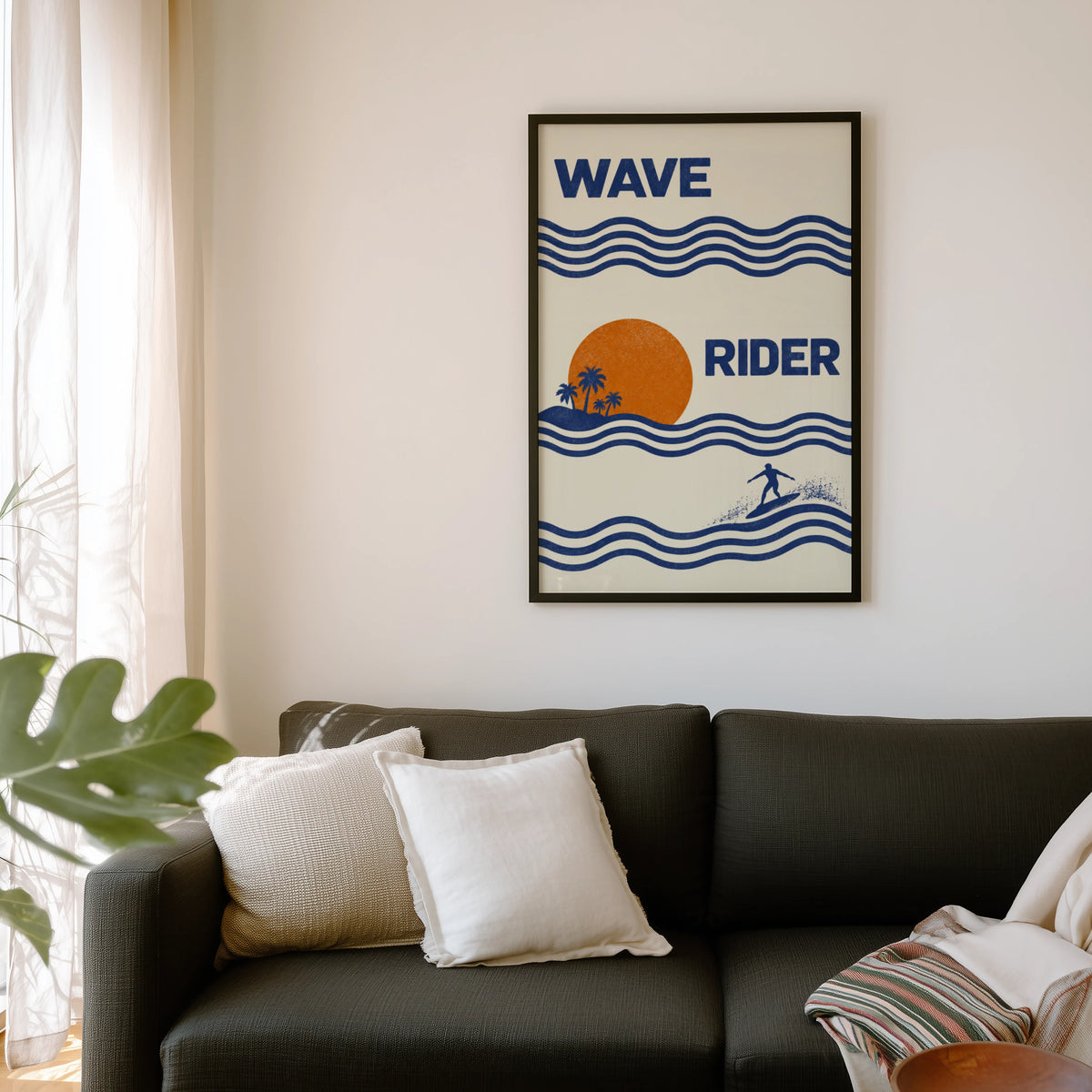 Vintage Wave Rider Surf Print and Poster, Retro Beach