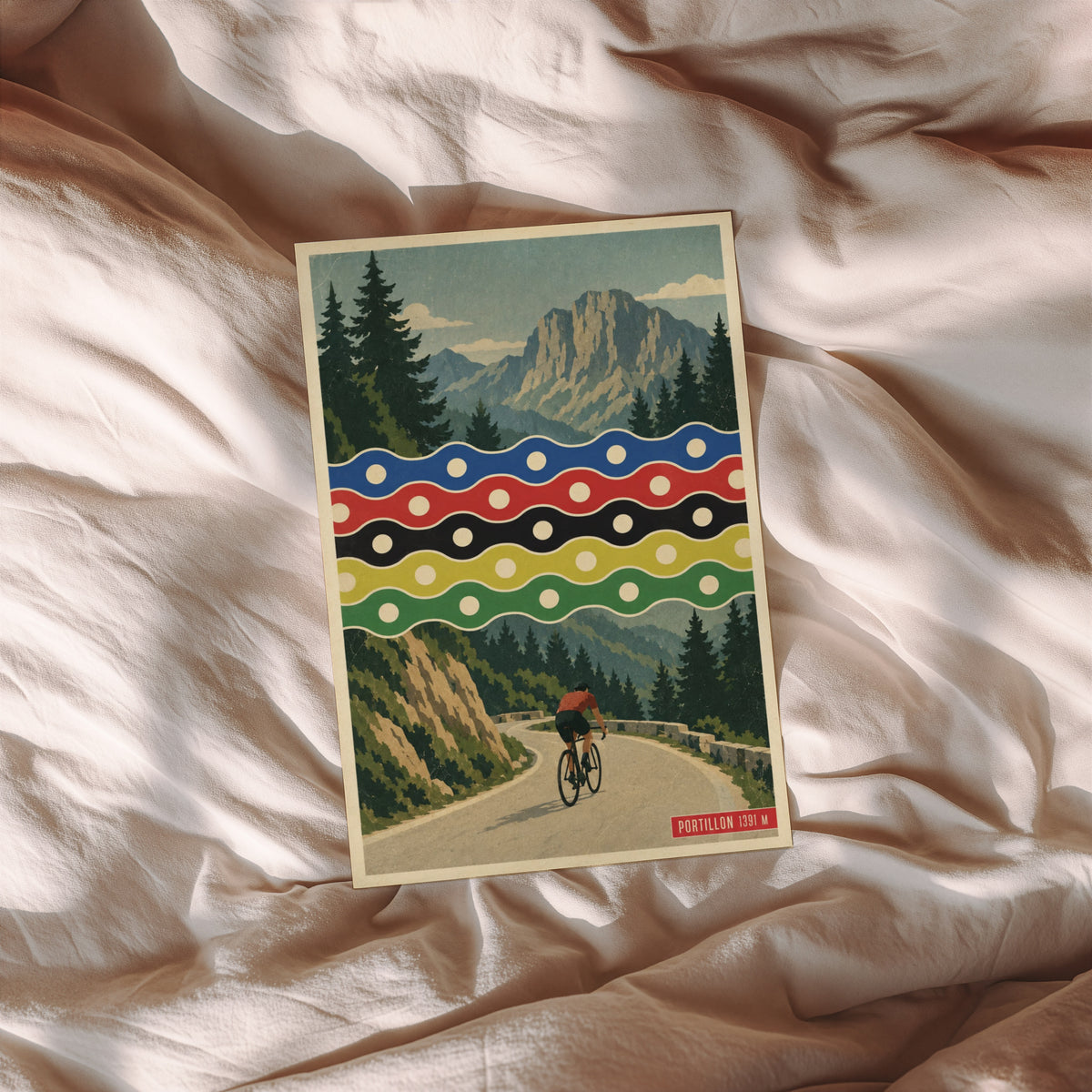 Vintage Portillon Cycling Poster, Mountain Road Wall Art