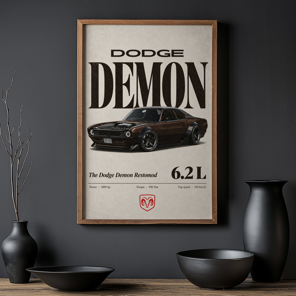 Vintage Dodge Demon Print, Muscle Car Poster