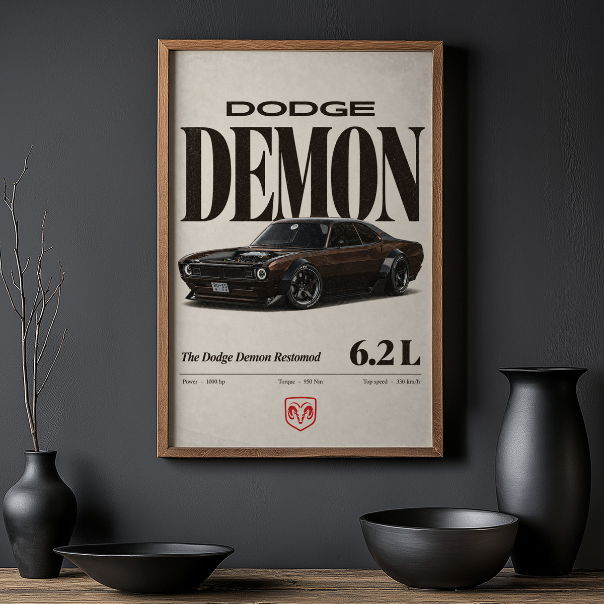 Vintage Dodge Demon Print, Muscle Car Poster