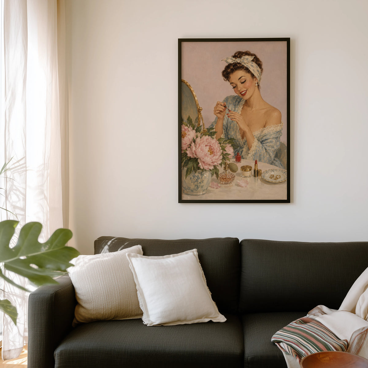 Vintage Bathroom Print Poster, Retro Pin Up Wall Art