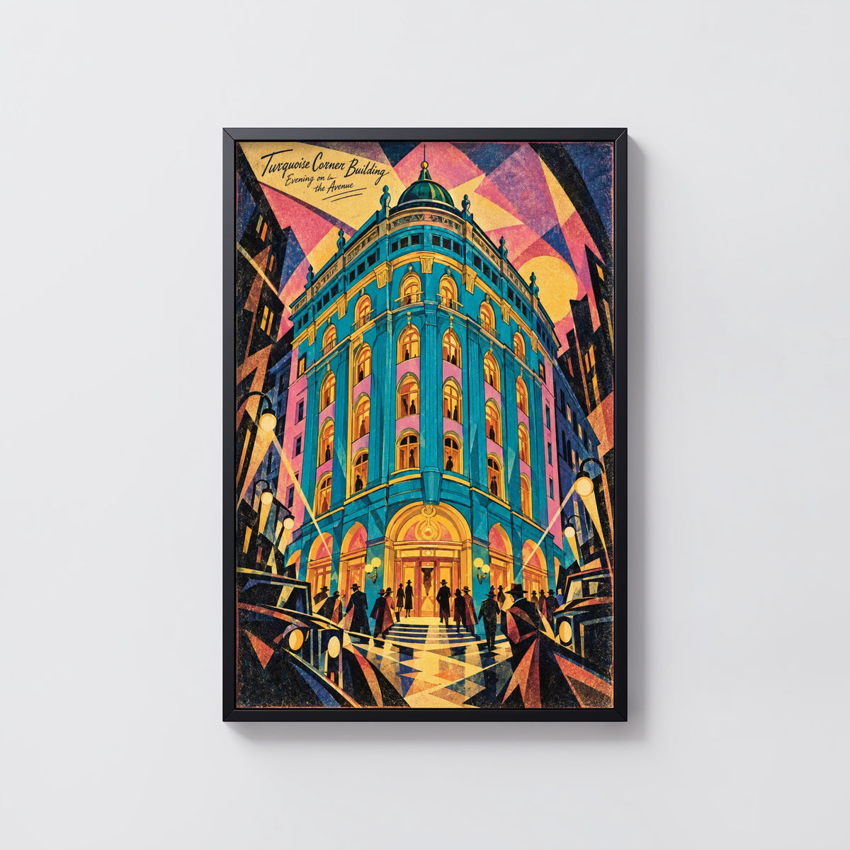 Vintage Art Deco Building Poster, City Wall Art, Print