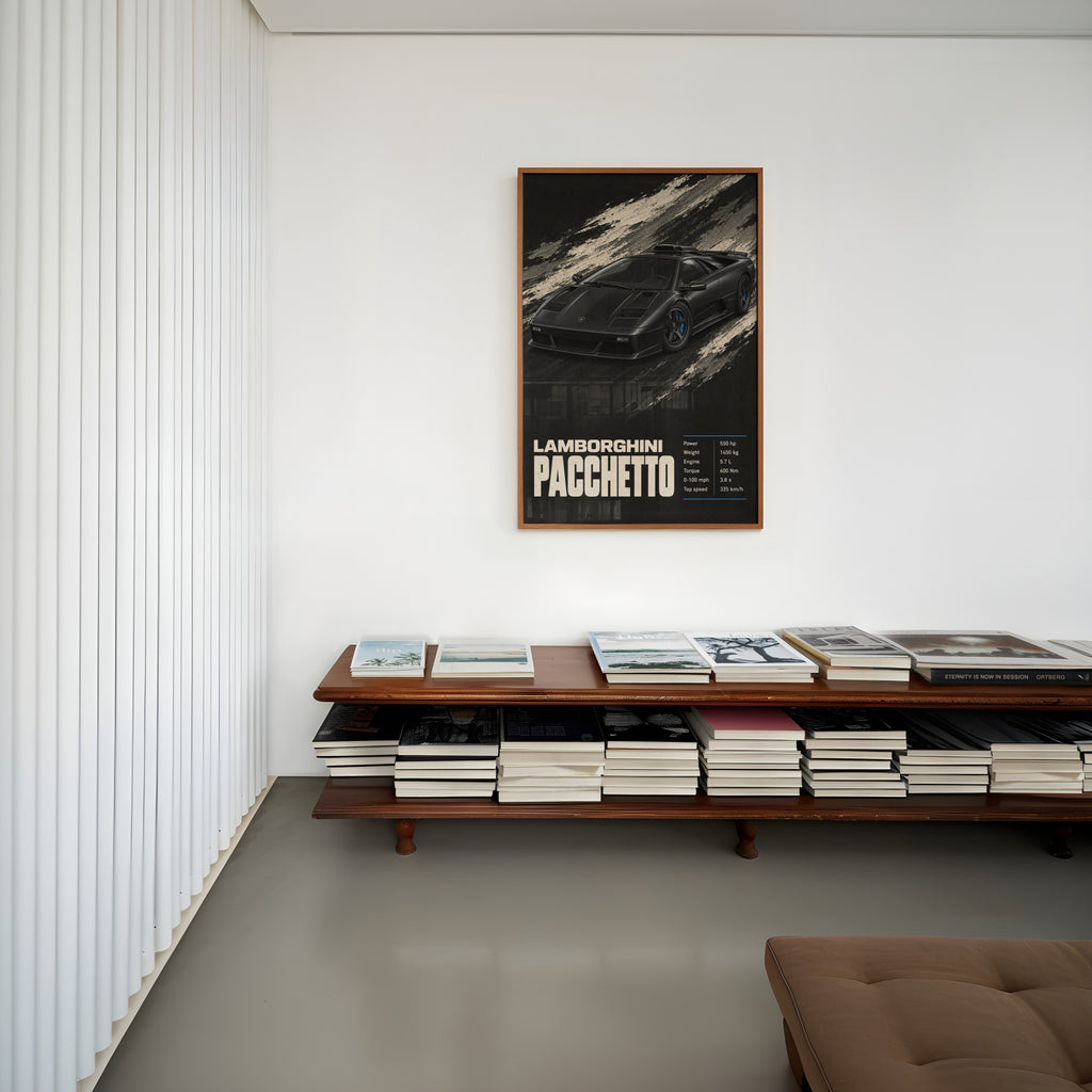 Vintage Lamborghini Pacchetto Print, Supercar Art