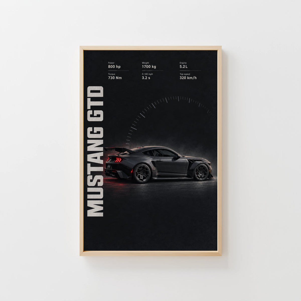 Vintage Mustang GTD Print, Muscle Car Wall Art