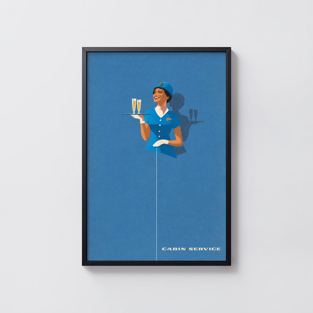 Vintage Air Hostess Poster, Retro Wall Art, Cabin Print