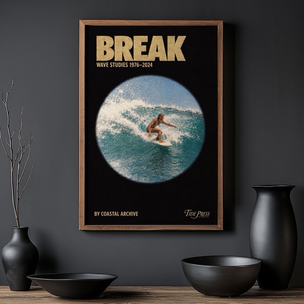 Vintage Surf Print Poster, Retro Wave Surfer Wall Art