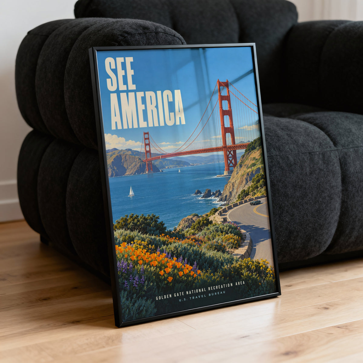 Vintage Golden Gate Bridge Poster, San Francisco Print