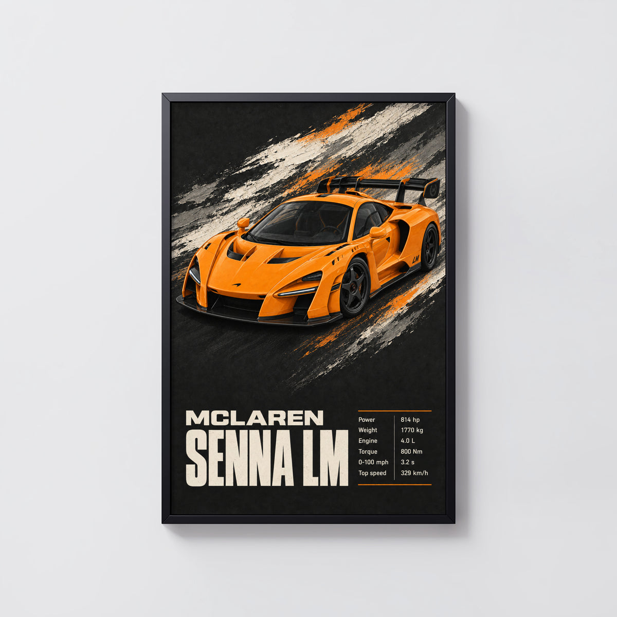 Vintage McLaren Senna LM Print, Supercar Wall Art