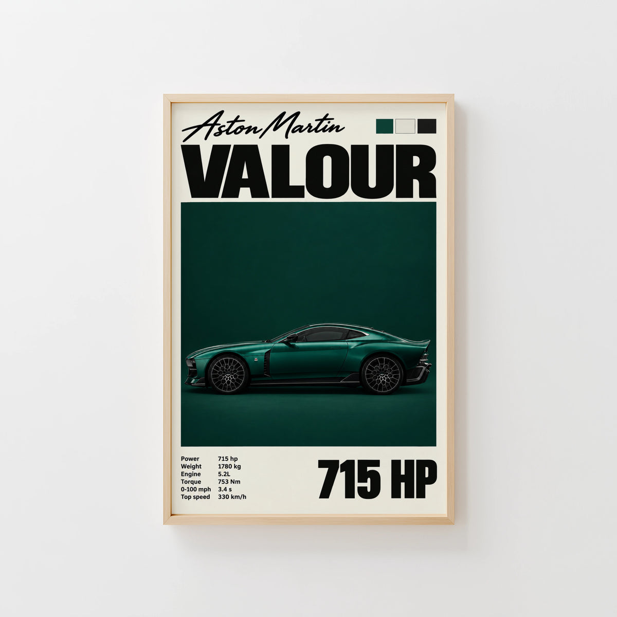 Vintage Aston Martin Valour Print, Green Car Wall Art