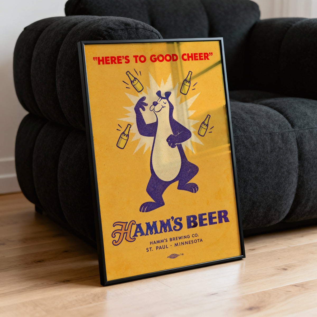 Vintage Hamm's Beer Bear Print, Brewery Poster, Bar Decor