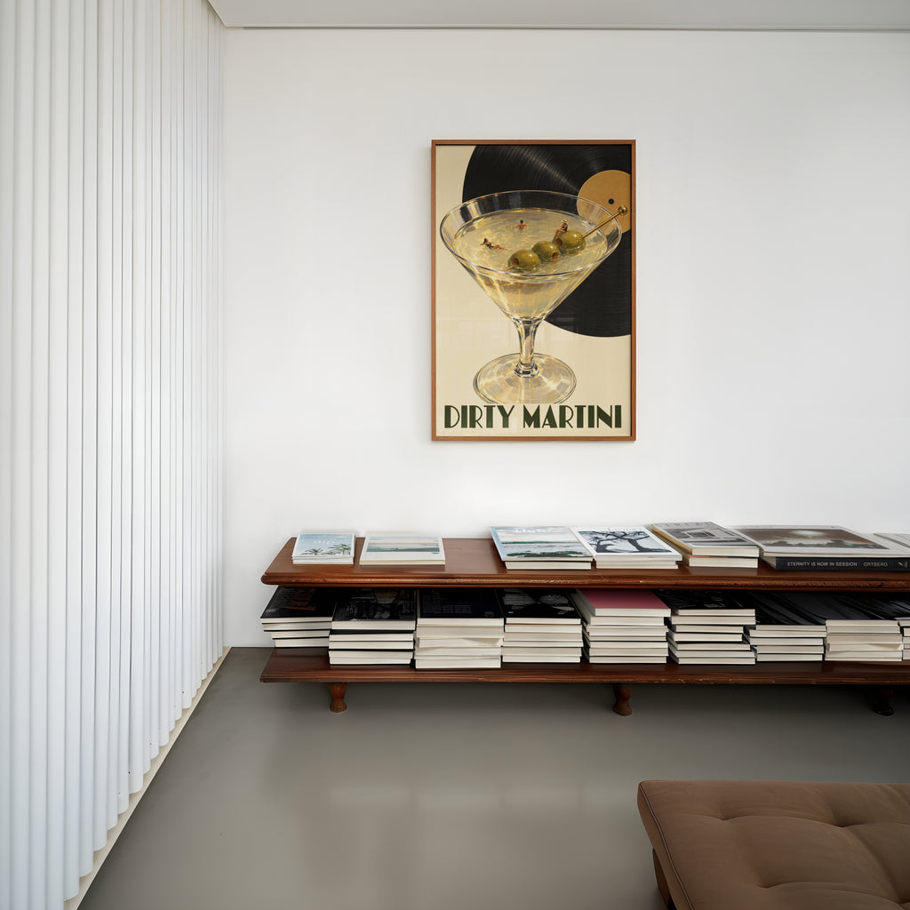 Vintage Dirty Martini Print Poster, Cocktail Wall Art